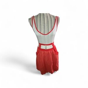 Scott Women Orange and Cream Sleeve-less Dress Size S